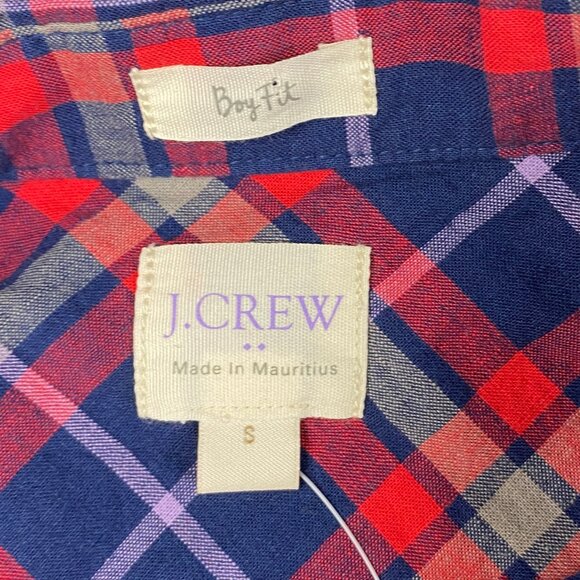 NWT J Crew Factory Plaid Boy Fit Shirt Womens' Size Small - Picture 8 of 13